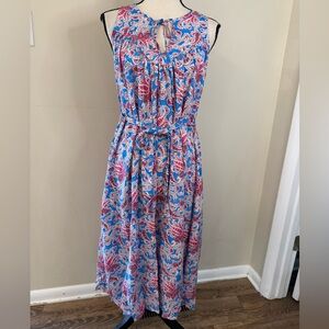Gap floral paisley sleeveless maxi dress blue pink white SZ SM